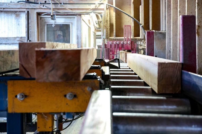 Lumber getting processed at Penchem Pallets